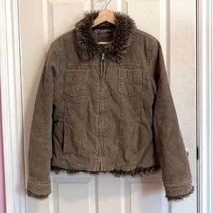 Corduroy Jacket with Fur Trim